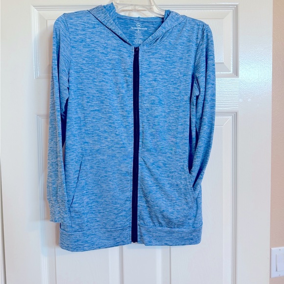 RealEssentials Heather Blue Zip-Up Hoodie Jacket with Pockets Sz Small - Picture 1 of 4